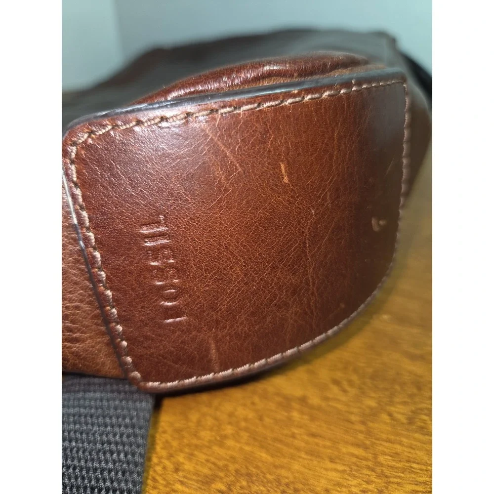 FOSSIL Brown‎ Leather COGNAC Laptop Messenger Or Briefcase
